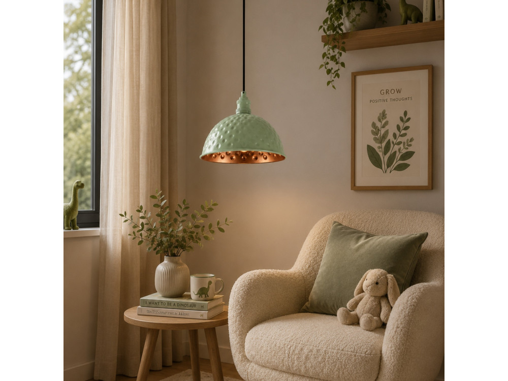 Candeeiro suspenso em metal «Echo» - 26 x 26 cm - Verde menta