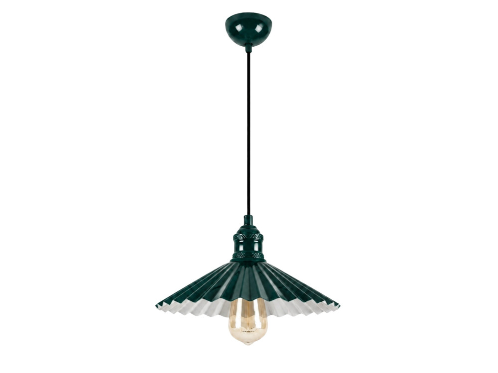 Candeeiro suspenso em metal «Plise» - 32 x 32 cm - Verde escuro