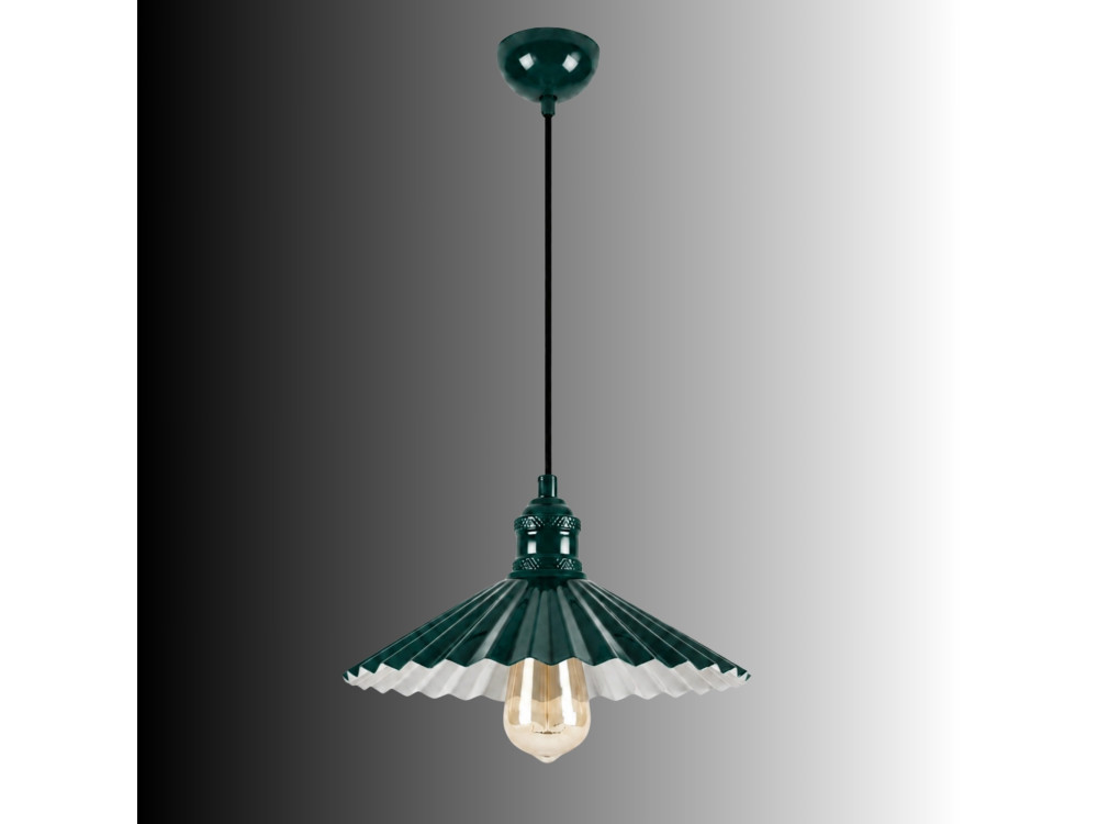 Candeeiro suspenso em metal «Plise» - 32 x 32 cm - Verde escuro