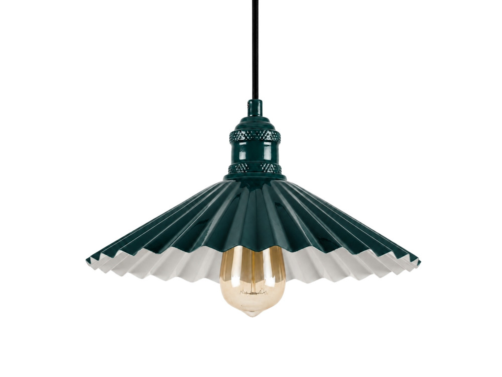 Candeeiro suspenso em metal «Plise» - 32 x 32 cm - Verde escuro