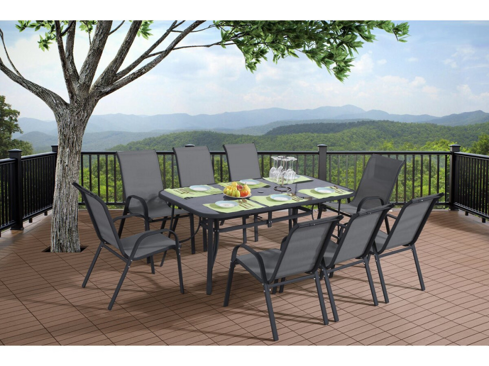 Mesa de jardim «Córdoba» - Phoenix - 8 lugares - Cinza com efeito de mármore