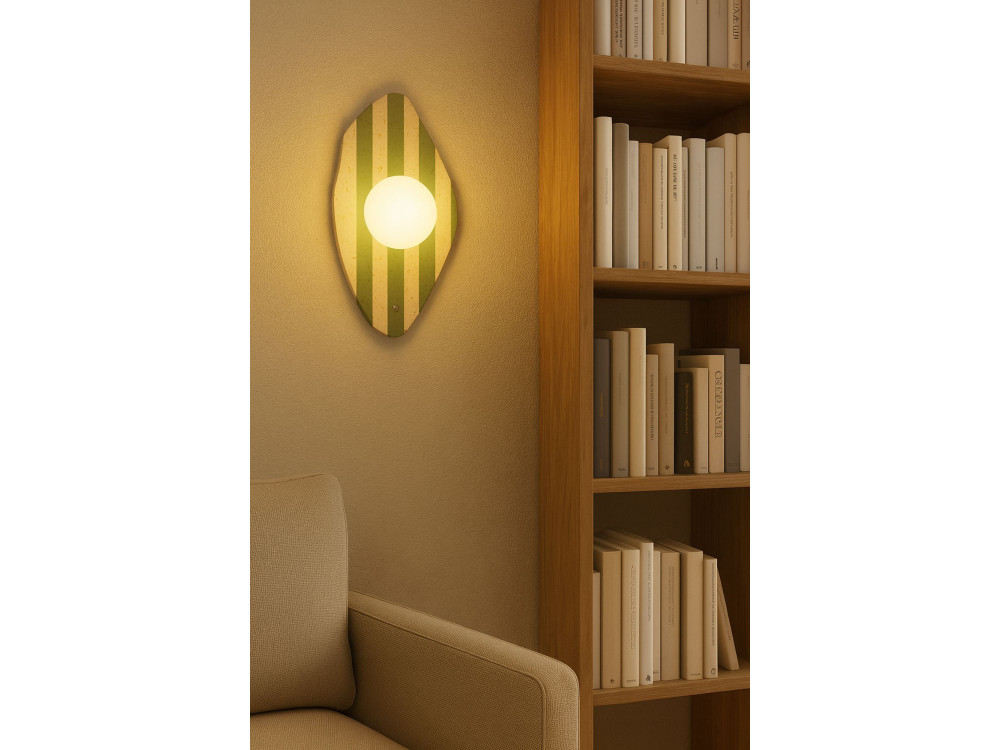 Candeeiro de parede em travertino «Espe» - Bege / Branco / Verde