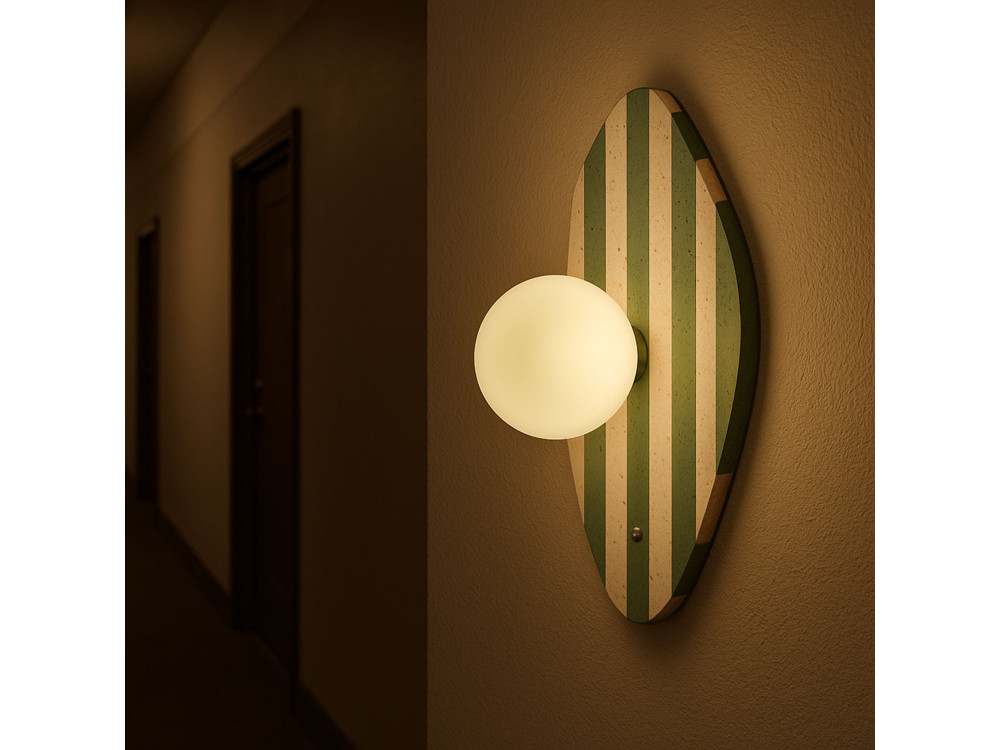 Candeeiro de parede em travertino «Espe» - Bege / Branco / Verde