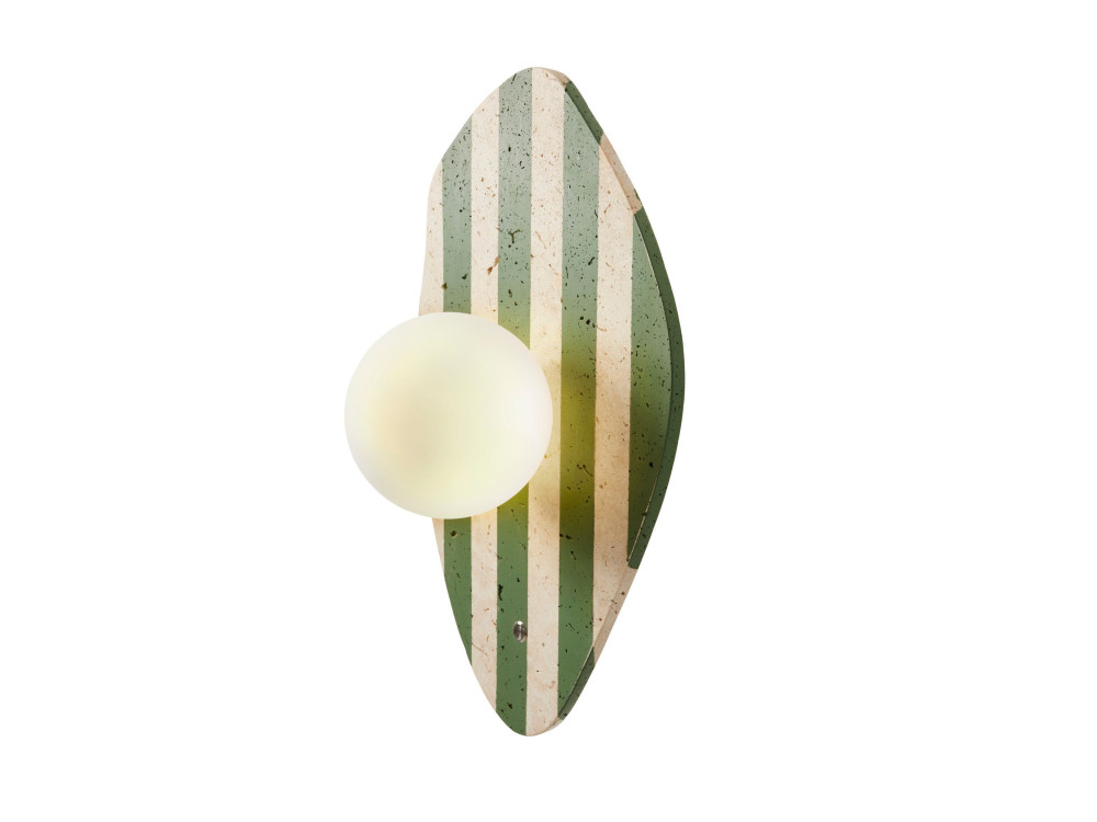 Candeeiro de parede em travertino «Espe» - Bege / Branco / Verde