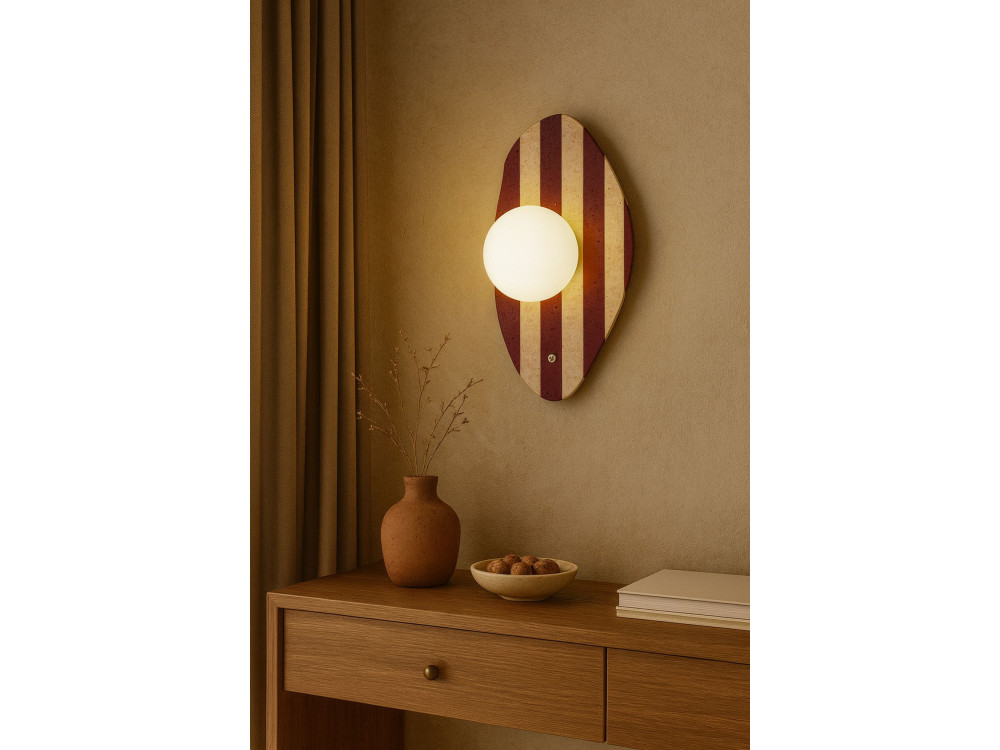 Candeeiro de parede em travertino «Push» - Bege / Branco / Vermelho