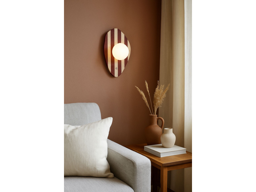 Candeeiro de parede em travertino «Push» - Bege / Branco / Vermelho