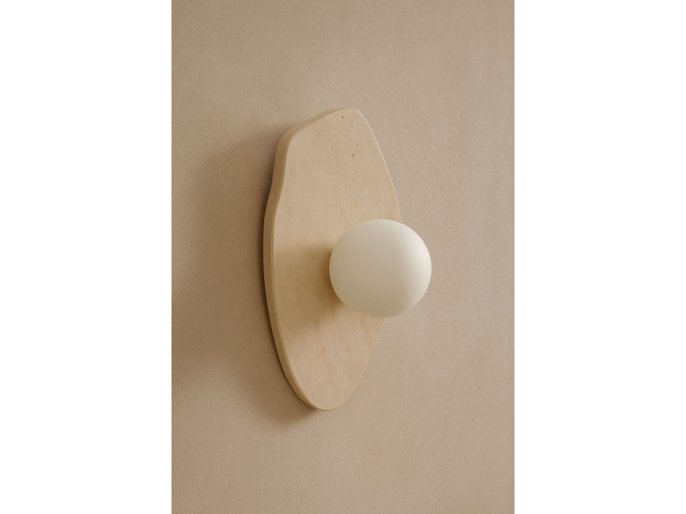 Candeeiro de parede em travertino «Busy» - Bege / Branco