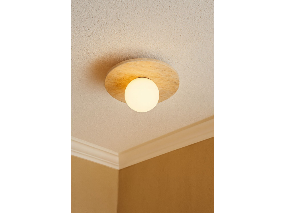 Luminária de teto em travertino «Tor-Tun» - Bege / Branco