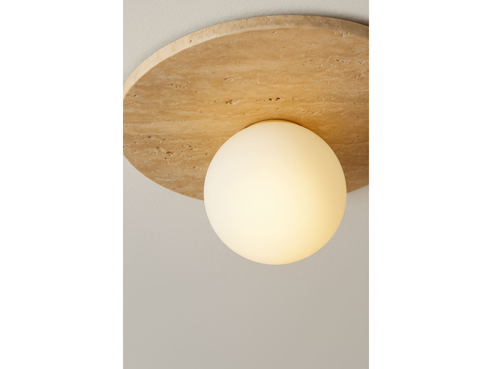 Luminária de teto em travertino «Tor-Tun» - Bege / Branco