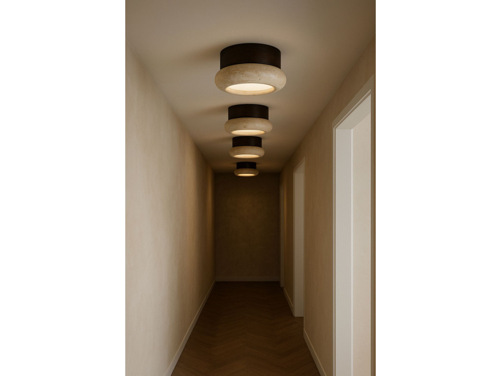 Luminária de teto em madeira «Worm-S» - Nogueira / Bege