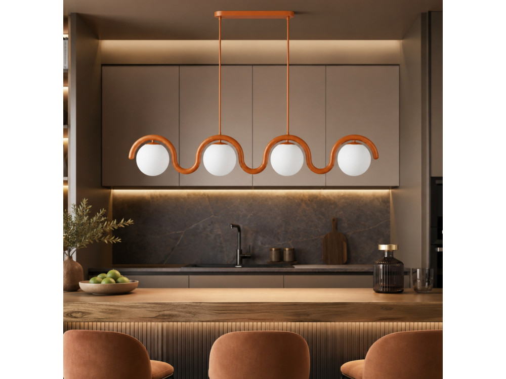 Candelabro de metal «GEDIK-20443» - 110 x 17 cm - Castanho / Laranja