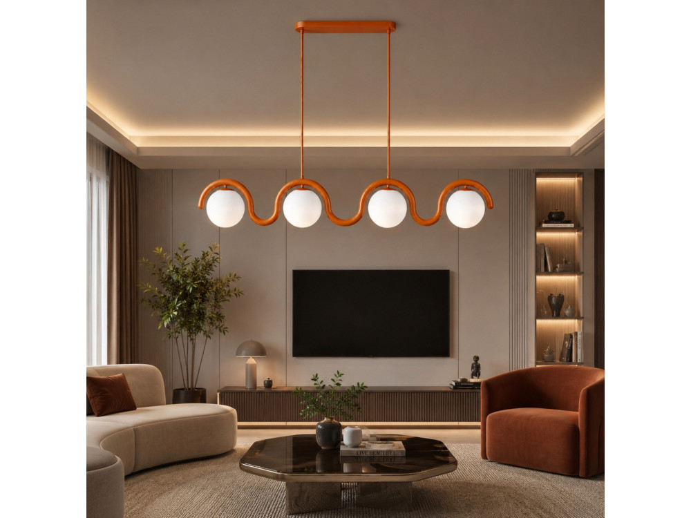 Candelabro de metal «GEDIK-20443» - 110 x 17 cm - Castanho / Laranja