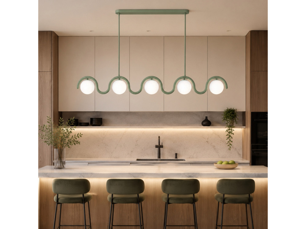 Lustre de metal «GEDIK-20444» - 140 x 17 cm - Verde menta