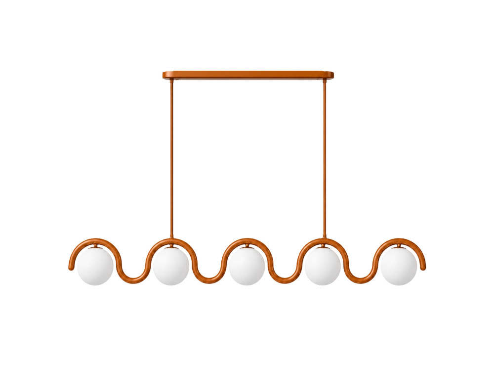 Candelabro de metal «GEDIK-20444» - 140 x 17 cm - Castanho / Laranja
