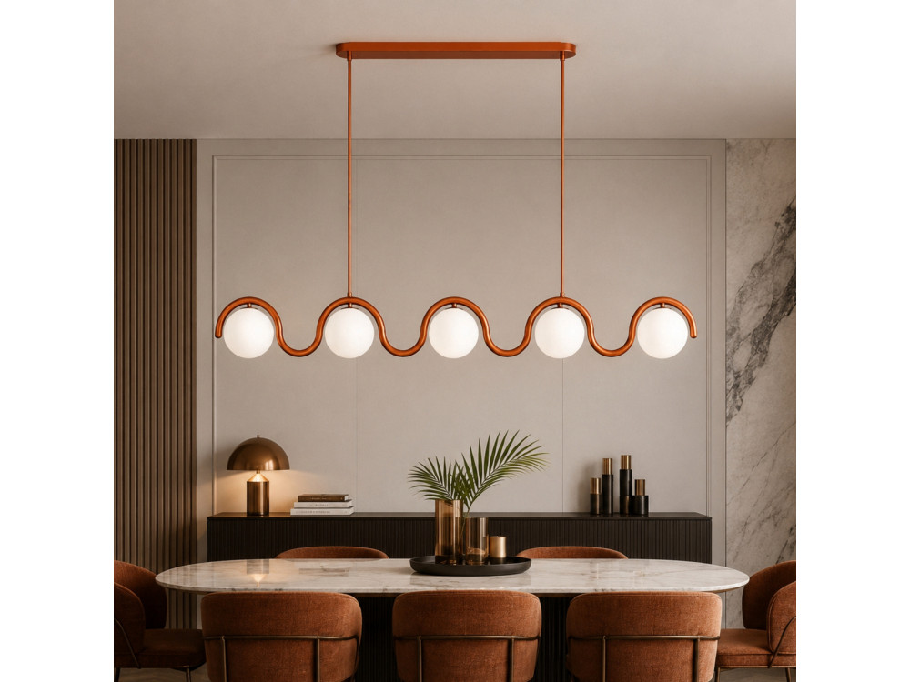 Candelabro de metal «GEDIK-20444» - 140 x 17 cm - Castanho / Laranja