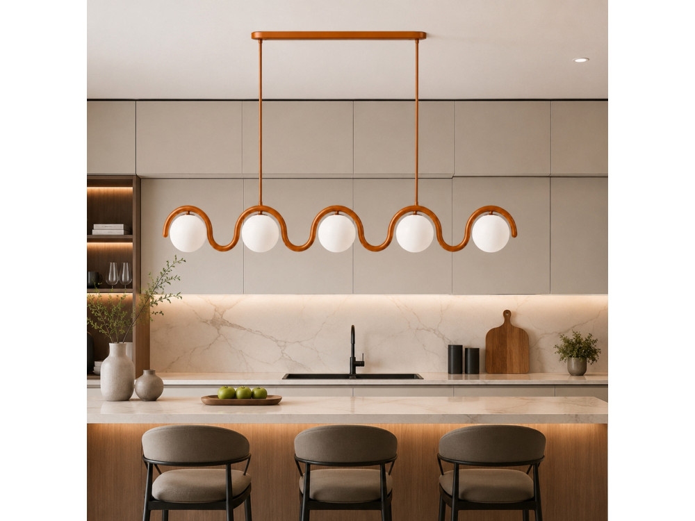 Candelabro de metal «GEDIK-20444» - 140 x 17 cm - Castanho / Laranja