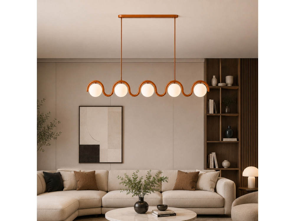 Candelabro de metal «GEDIK-20444» - 140 x 17 cm - Castanho / Laranja