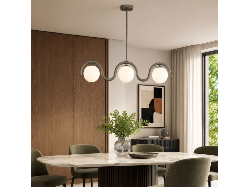 Candelabro de metal «GEDIK-20442» - 80 x 17 cm - Cinzento