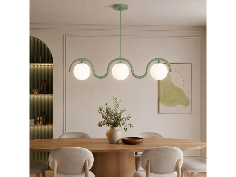 Candelabro de metal «GEDIK-20442» - 80 x 17 cm - Verde menta