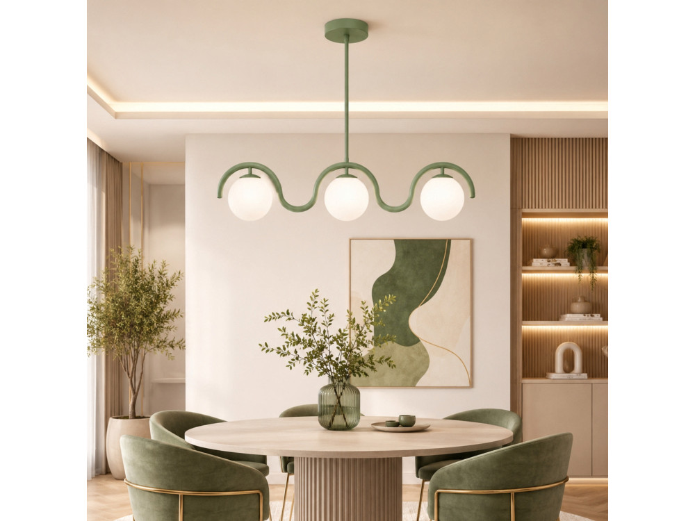Candelabro de metal «GEDIK-20442» - 80 x 17 cm - Verde menta