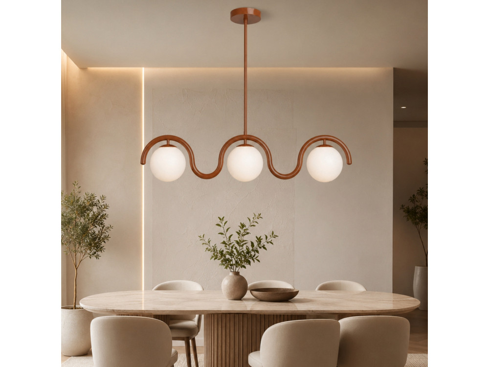 Candelabro de metal «GEDIK-20442» - 80 x 17 cm - Castanho / Laranja
