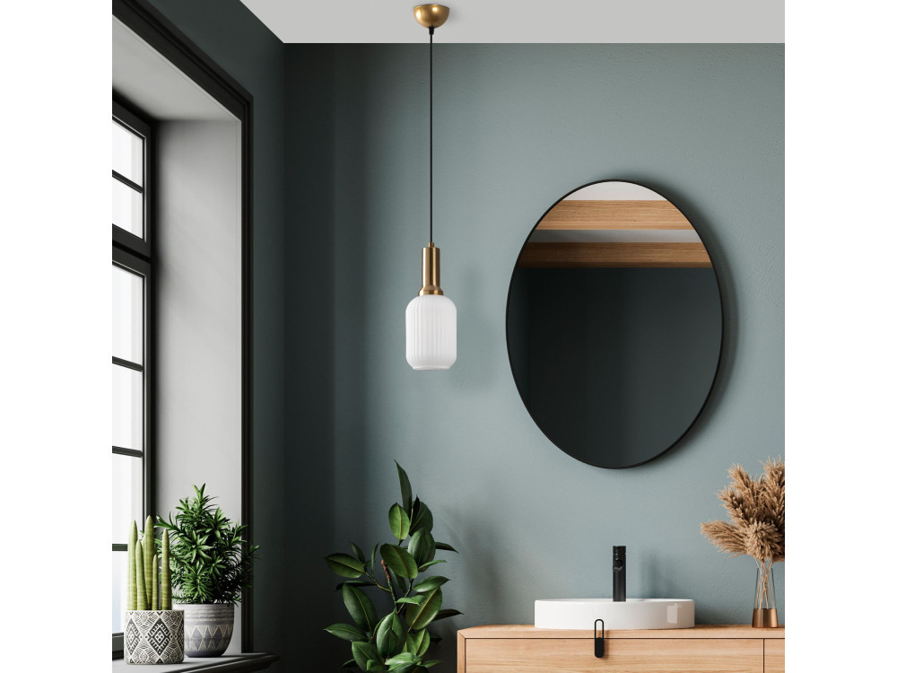 Candeeiro suspenso em metal «Asker» - 13 x 13 cm - Dourado