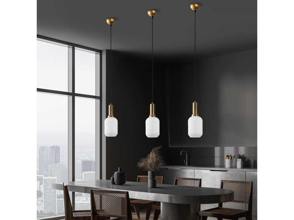 Candeeiro suspenso em metal «Asker» - 13 x 13 cm - Dourado