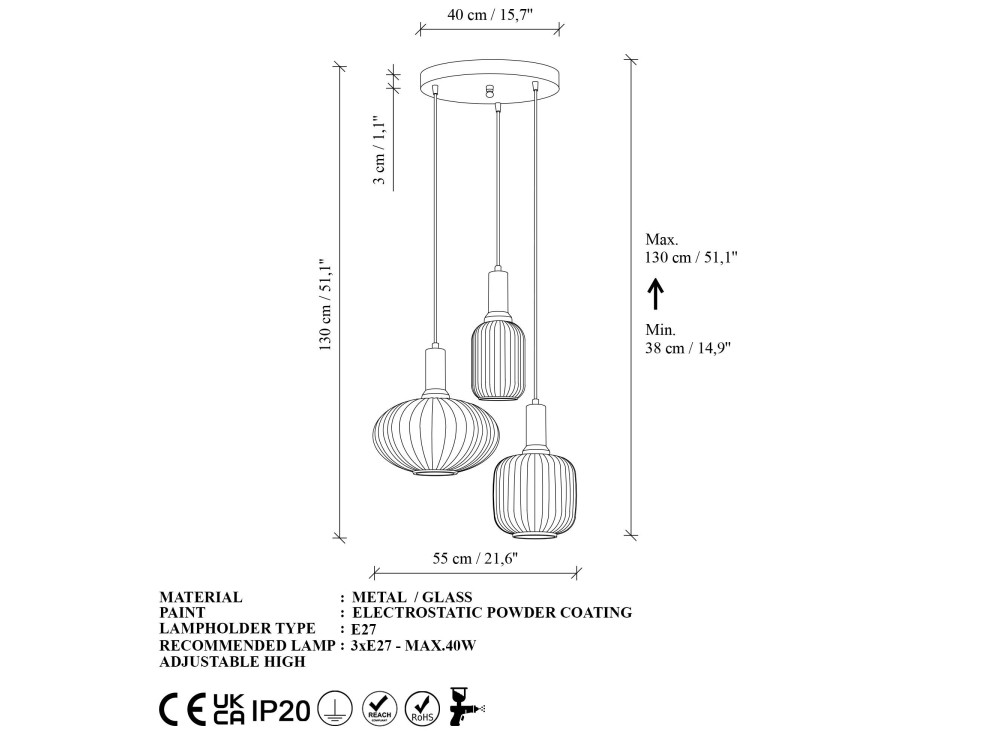Candelabro de metal «Asker» - 55 x 55 cm - Preto