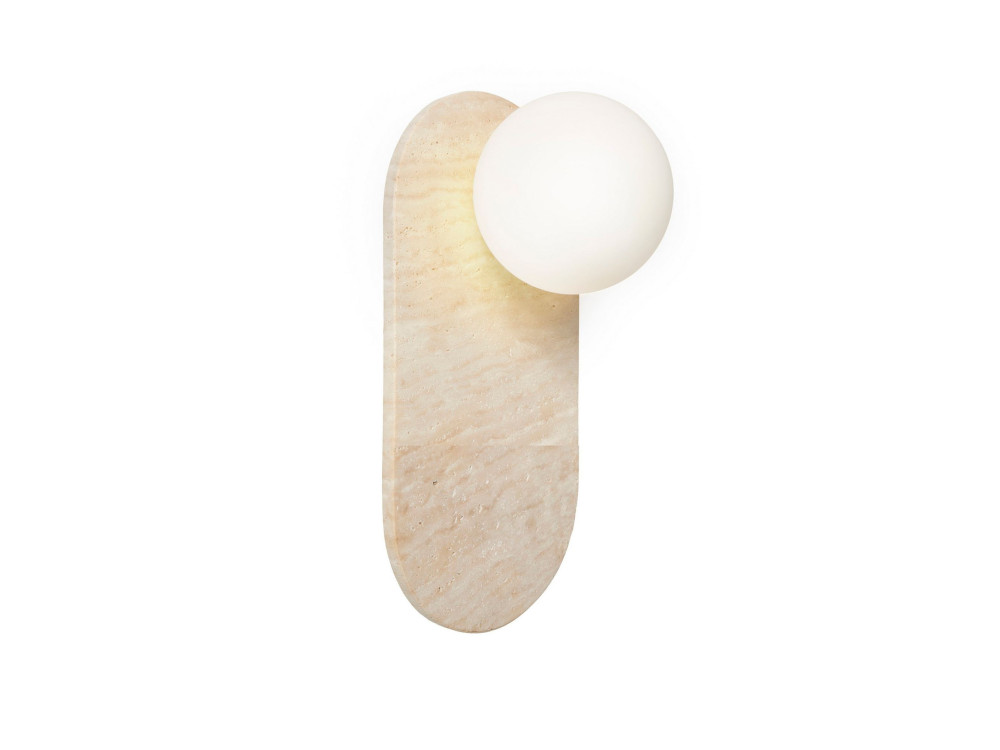 Candeeiro de parede em travertino «Tor All» - 18 x 1 cm - Bege / Branco