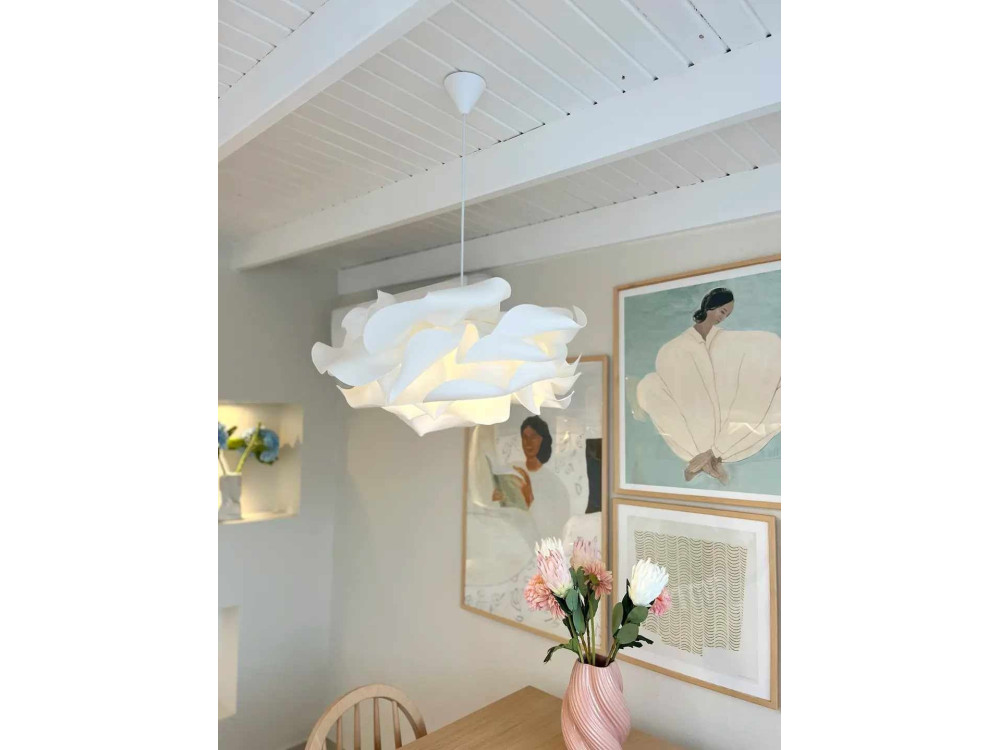 Candeeiro suspenso em plástico «MOD0009» - 58 x 58 cm - Branco