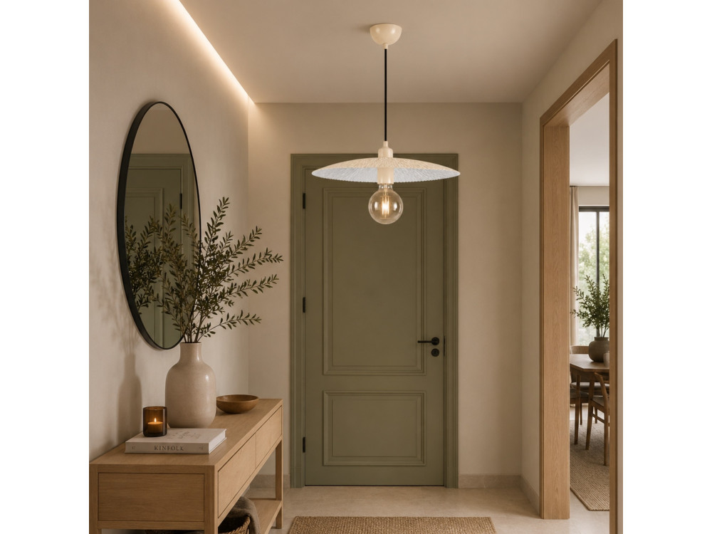 Candeeiro suspenso em metal «Soleil» - 39 x 39 cm - Bege