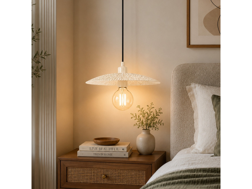 Candeeiro suspenso em metal «Soleil» - 39 x 39 cm - Bege