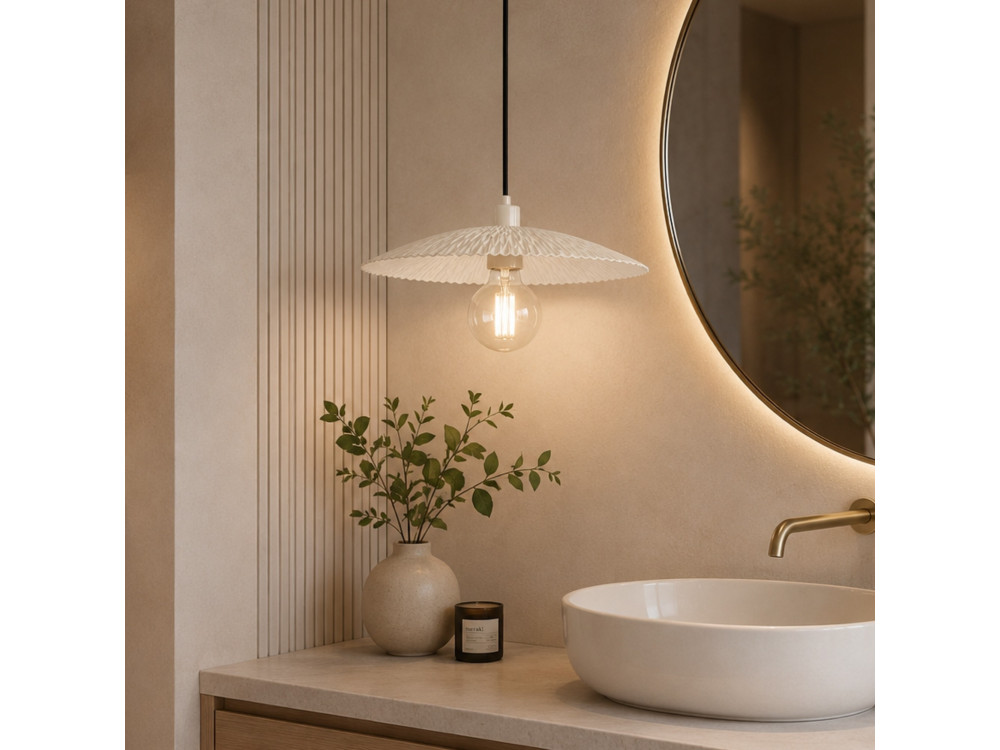 Candeeiro suspenso em metal «Soleil» - 39 x 39 cm - Bege