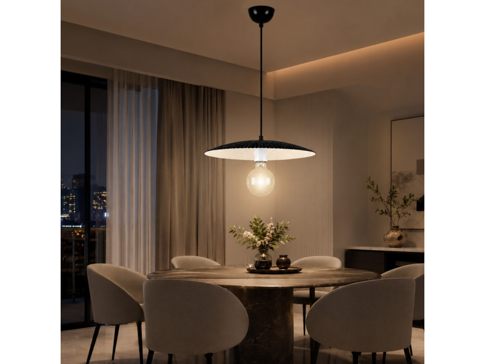 Candeeiro suspenso em metal «Soleil» - 39 x 39 cm - Preto