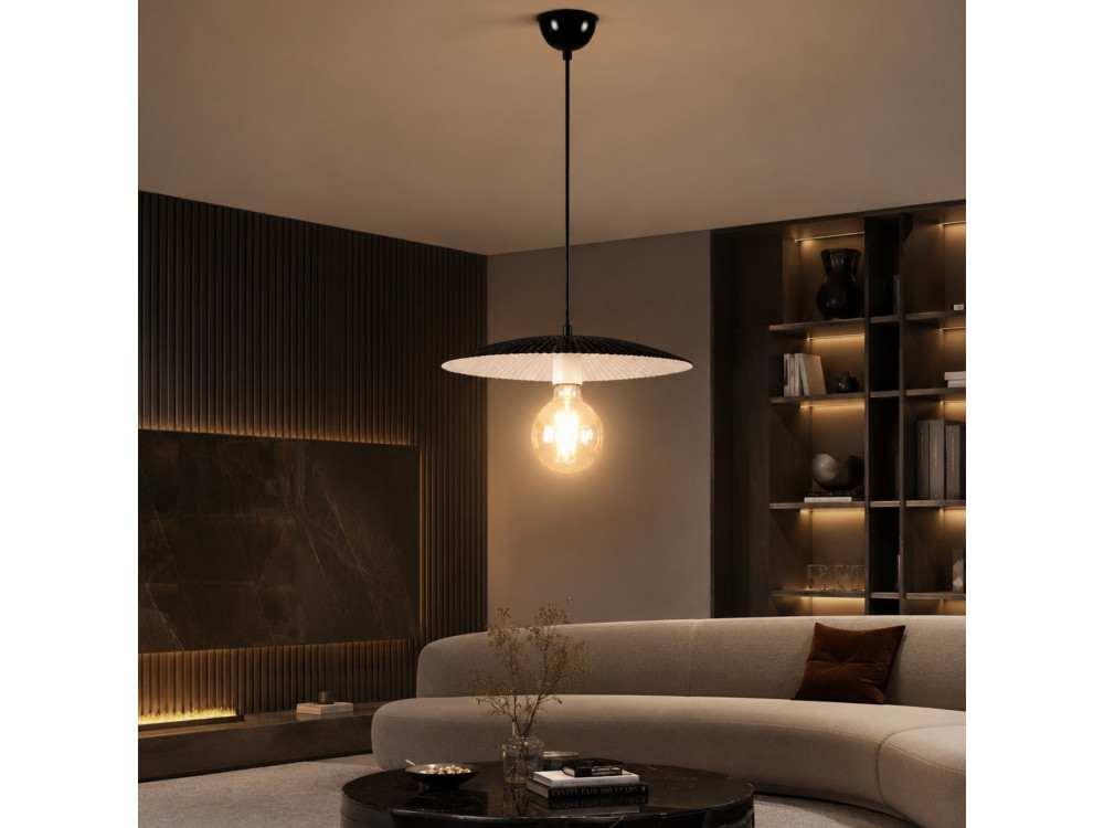 Candeeiro suspenso em metal «Soleil» - 39 x 39 cm - Preto