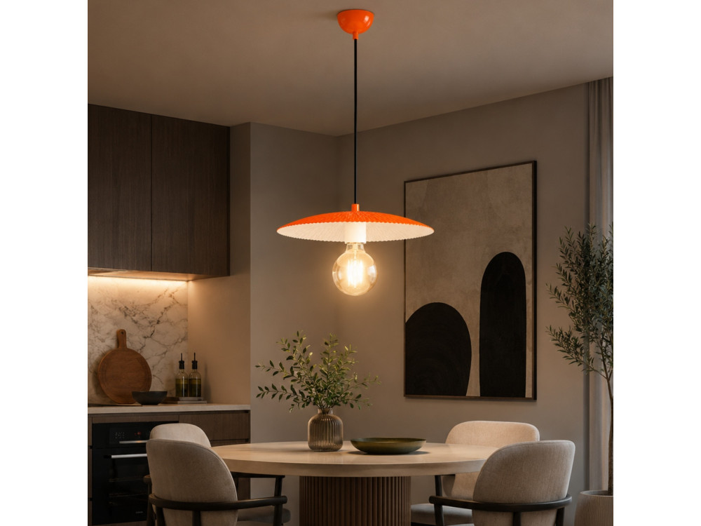 Candeeiro suspenso em metal «Soleil» - 39 x 39 cm - Laranja