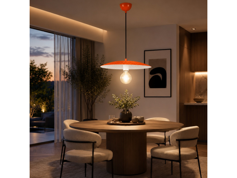 Candeeiro suspenso em metal «Soleil» - 39 x 39 cm - Laranja