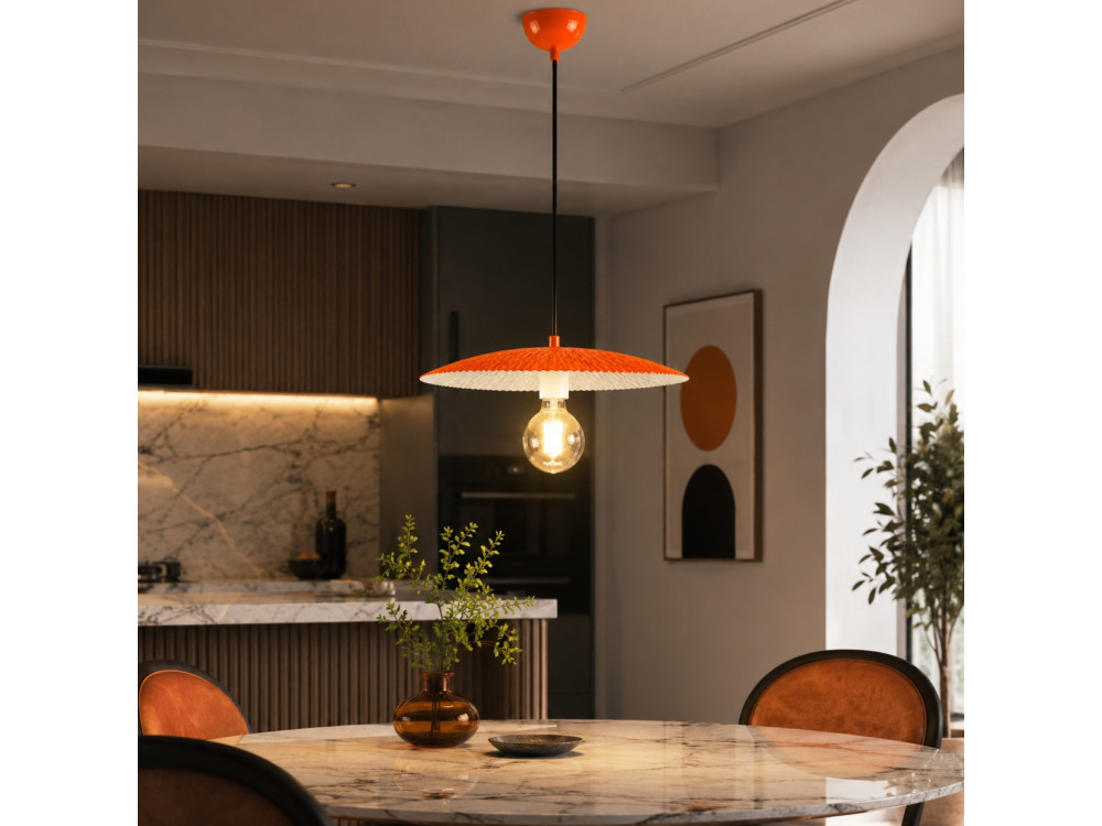 Candeeiro suspenso em metal «Soleil» - 39 x 39 cm - Laranja