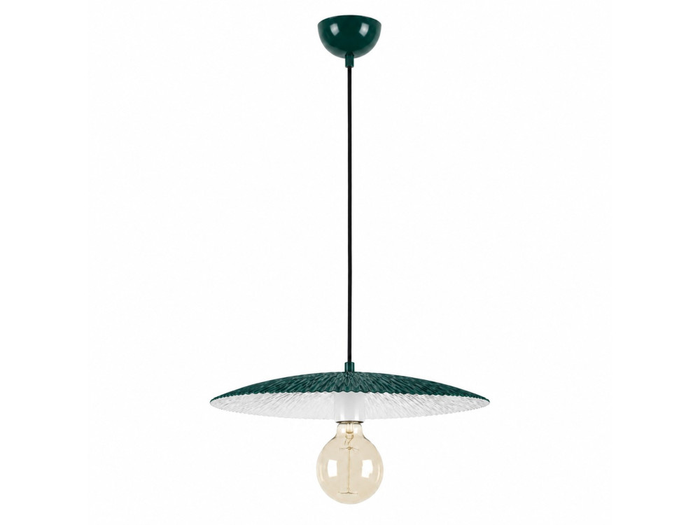 Candeeiro suspenso em metal «Soleil» - 39 x 39 cm - Verde escuro