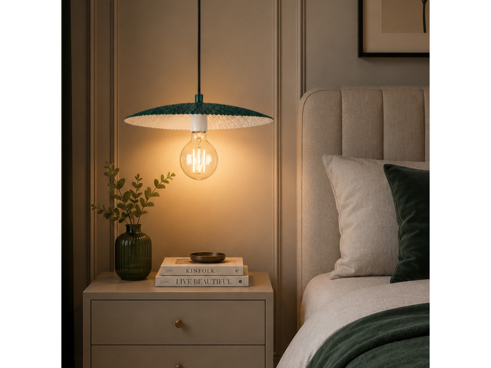 Candeeiro suspenso em metal «Soleil» - 39 x 39 cm - Verde escuro