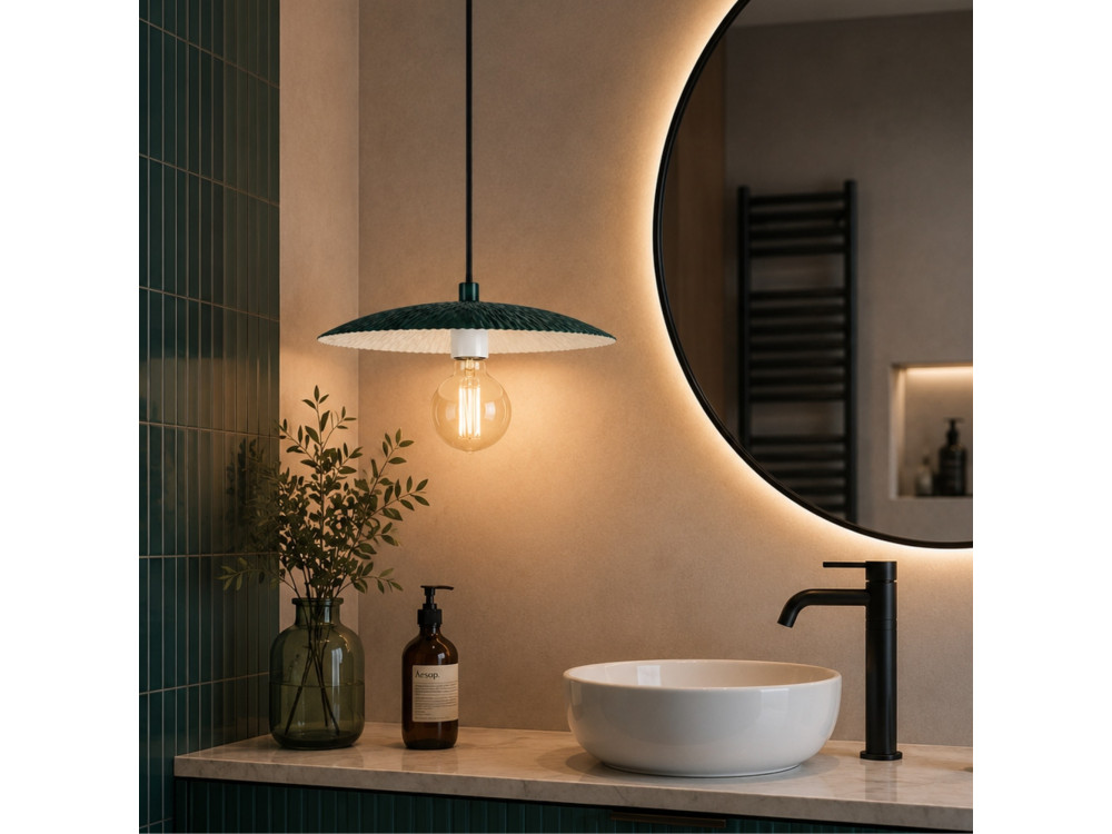 Candeeiro suspenso em metal «Soleil» - 39 x 39 cm - Verde escuro