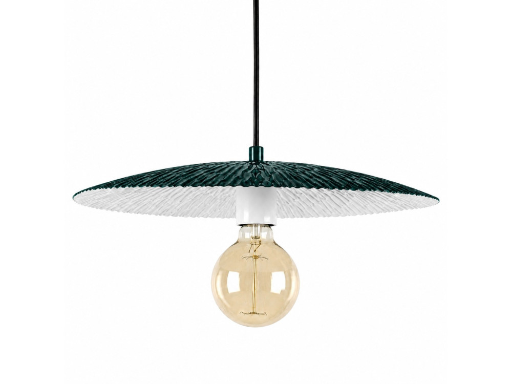 Candeeiro suspenso em metal «Soleil» - 39 x 39 cm - Verde escuro