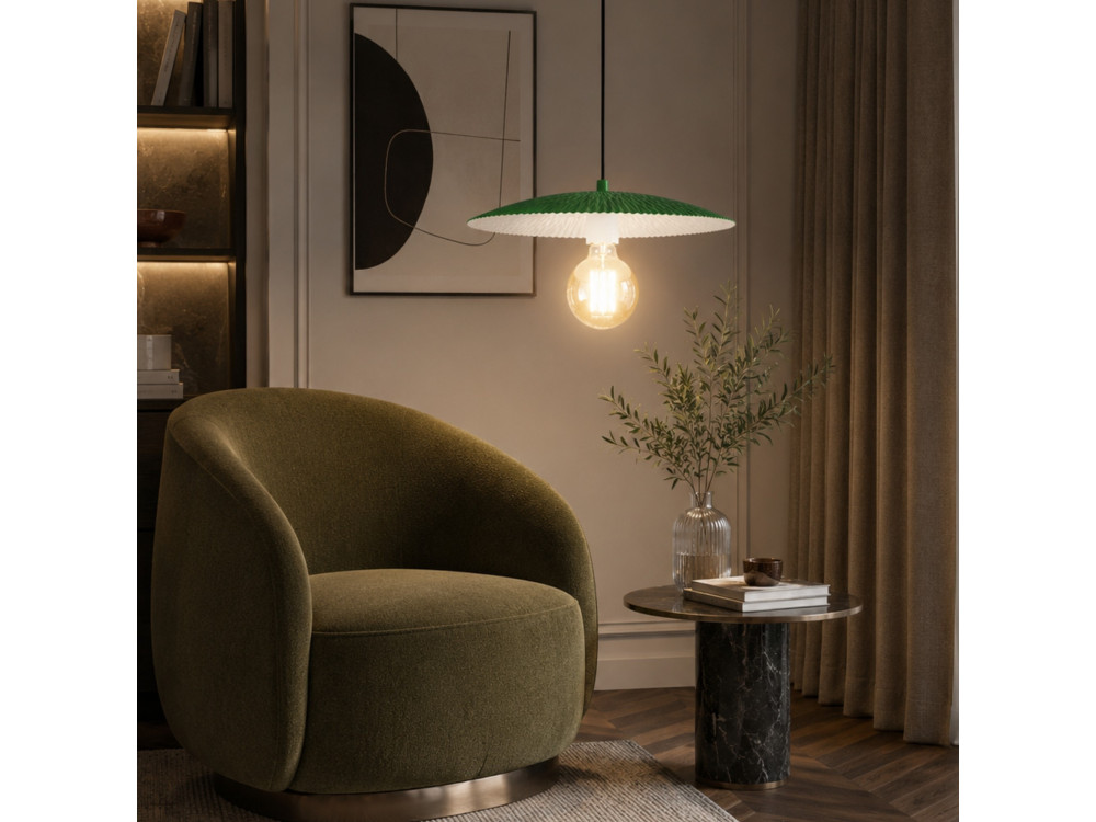 Candeeiro suspenso em metal «Soleil» - 39 x 39 cm - Verde claro