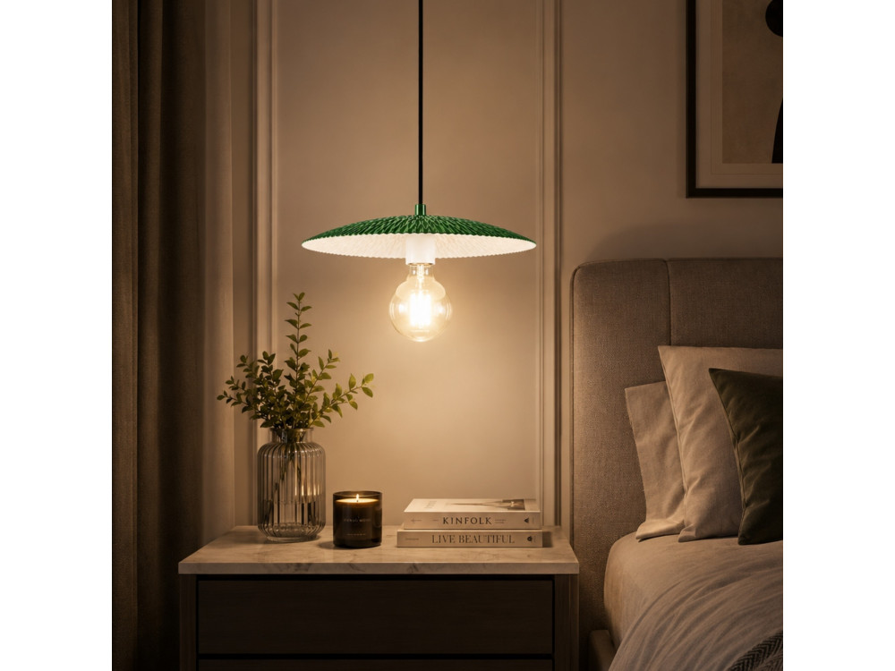 Candeeiro suspenso em metal «Soleil» - 39 x 39 cm - Verde claro