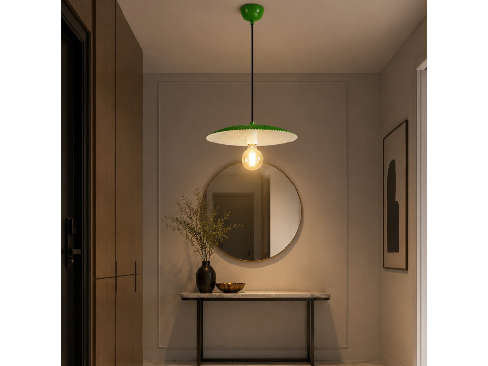 Candeeiro suspenso em metal «Soleil» - 39 x 39 cm - Verde claro