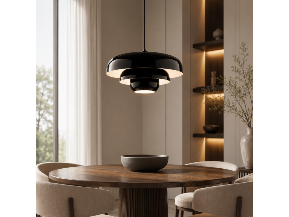 Candeeiro suspenso em metal «Layer» - 43 x 43 cm - Preto