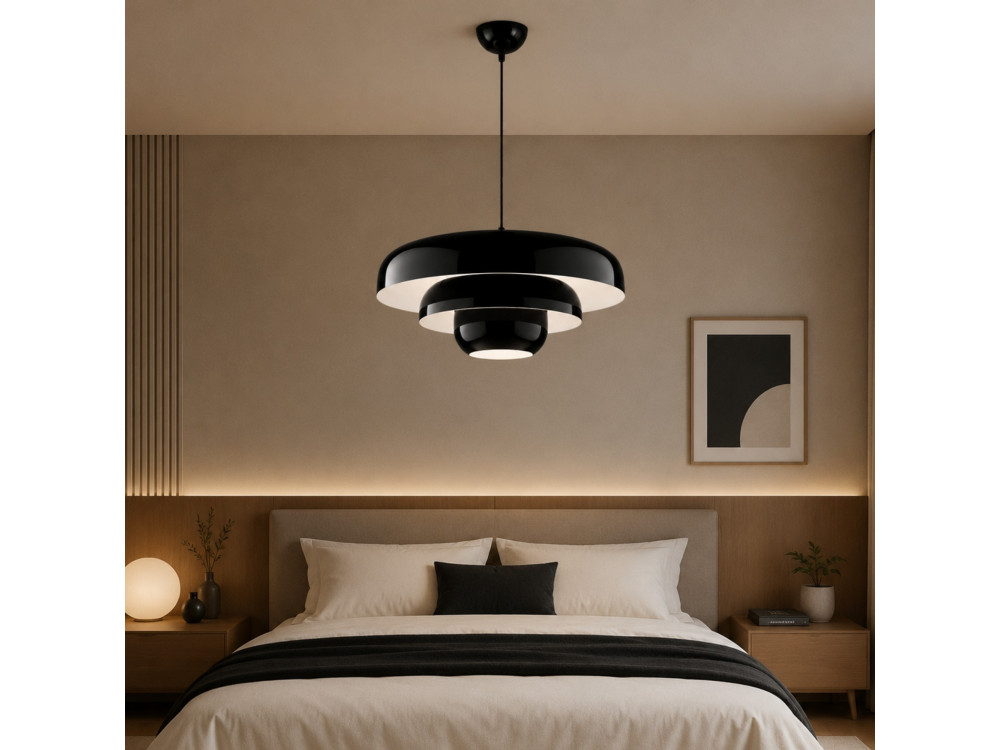 Candeeiro suspenso em metal «Layer» - 43 x 43 cm - Preto