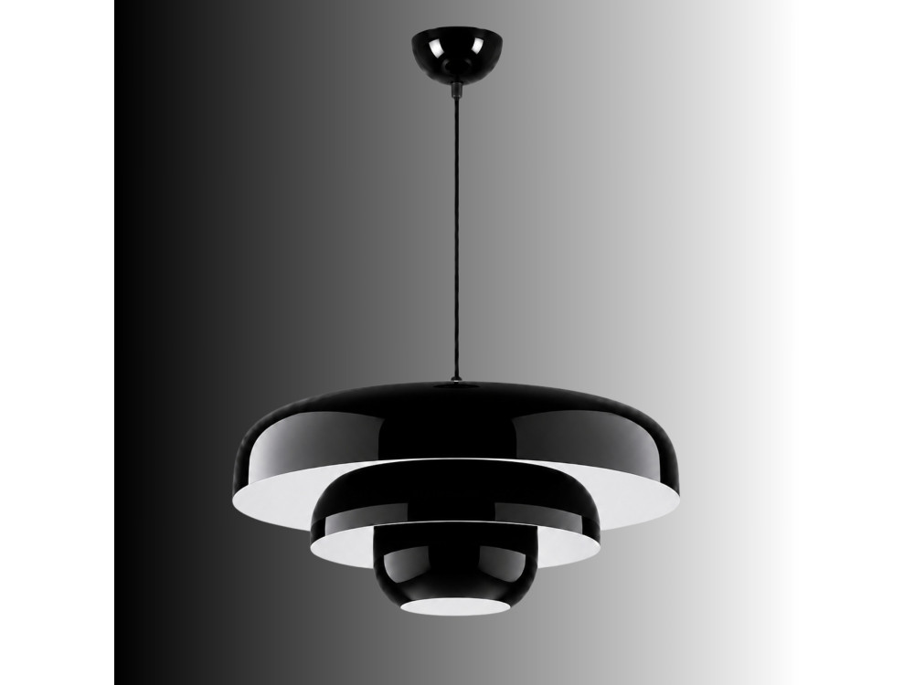 Candeeiro suspenso em metal «Layer» - 43 x 43 cm - Preto