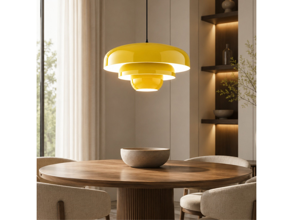 Candeeiro suspenso em metal «Layer» - 43 x 43 cm - Amarelo