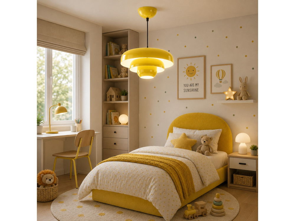 Candeeiro suspenso em metal «Layer» - 43 x 43 cm - Amarelo